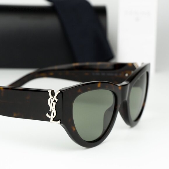Saint Laurent Women Sunglasses Havana Green Cat Eye SLM94 008 BRAND NEW - Picture 4 of 13